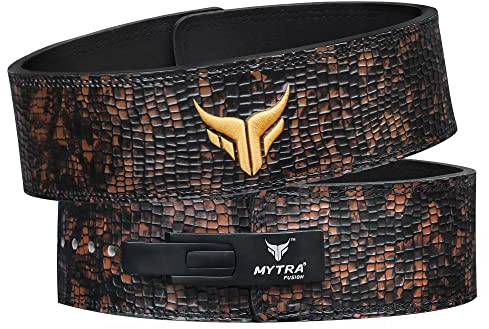 Mytra Fusion Gewichtshebergürtel Echtes Leder Hebegürtel Mit Hebel gewichthebergürtel herren & Frauen Fitnessgürtel (Dark Brown, S)