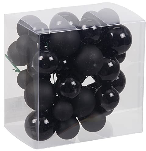 Bündel mit Glaskugeln an Draht (insg. 36 Weihnachtskugeln) - Weihnachtsdeko - Baumkugeln an Draht - Adventsdeko zum Stecken - Spiegelbeeren (Schwarz)