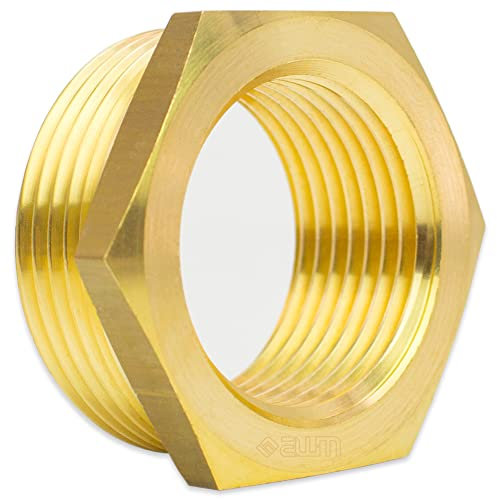 Reduziernippel Reduzierstück Muffennippel Außengewinde x Innengewinde Fitting Rohrfitting Adapter Schraubfitting Gewindefitting Industriequaltät - Made in Italy (Messing, 2 AG x 1/2 IG)