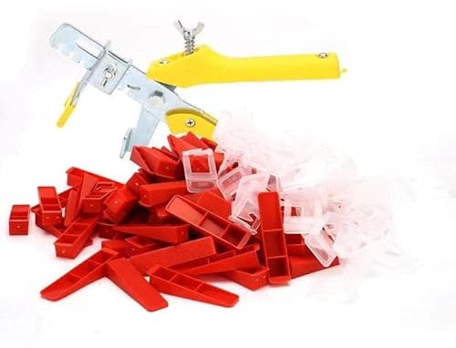 Deuvuo fliesen nivelliersystem 1mm, 401 Teiliges Nivelliersystem, 300 Zuglaschen, 100 Keile und zange, Fliesen Werkzeug für die Steinverlegung