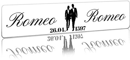 Hochzeitskennzeichen Kennzeichen Aufkleber Hochzeitsauto mit Datum + Namen Brautpaar Wunschname Hochzeit Auto Deko Schild selbst gestalten (08 Brautpaar männlich, Kunststoff Kennzeicheneinleger)