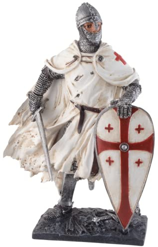 Templer mit Schwert und Schild, aus Kunststein, handbemalt