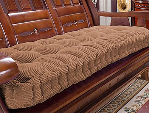 Waigg Kii Bankkissen, 8 cm dick, 2-/3-Sitzer, für drinnen und draußen, Baumwoll-Sofakissen, Bankauflage für Zuhause, Küche, Esszimmer, Garten, Terrasse, Schaukel (150 x 30 cm, braun)