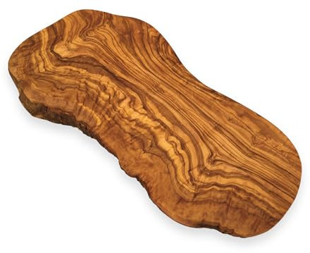 Tagliere taglio naturale The Rustic Art, realizzato a mano in legno d'ulivo, lunghezza 55 cm, versatile piatto da portata