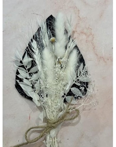 Dried Flower Cake Topper Spear Palm Bouquet (Black And White)