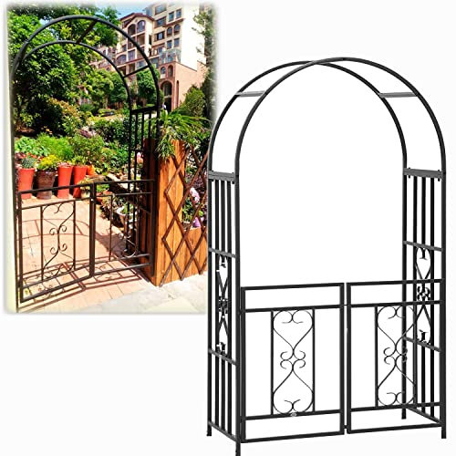 Stabiler Rosenbogen Mit Tor, Romantischer Torbogen Gartenbogen Gartentor, Metall Pergola Spalier Für Kletterpflanzen, Rasen Hinterhof Eingang Dekorativer Rosengestell, Hochzeitsbogen