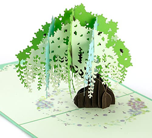 HAPPY GIFTERS Weidenbaum Pop Up Karte - Anerkennungsgeschenke 3D-Gruß Pop Out Surprise - Handgefertigte große Geschenkkarten für alle Anlässe - Unisex Pop-up Geschenk mit Umschlag enthalten