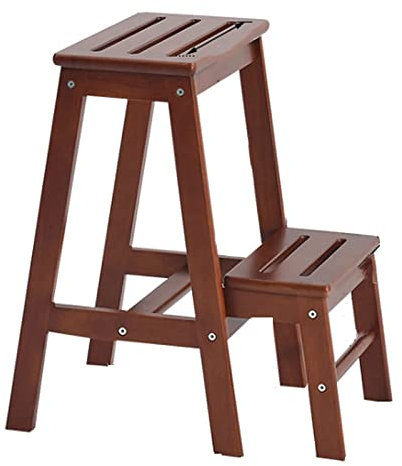 Tritthocker für Erwachsene Pflanzenregale 3 Tritthocker Leiter für Erwachsene | Klappbare Trittleiter aus Holz | Ascend Ladder Indoor Loft Mobile Treppe – Holzfarbe