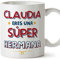 MUGFFINS Tazas Personalizadas para HERMANA - En Español - Eres Súper - 11 oz / 330 ml - Regalo personalizable original y divertido