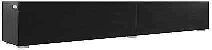 PLATAN ROOM Fernsehschrank TV-Lowboard 105/140 / 160/210 / 280 In Weiß Hängend Oder Stehend Kaschmir Matt (Schwarz Matt/Schwarz Matt, 210 x 30 x 32)