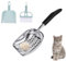 HFYMXNB Katzenstreu Schaufel Metall Aus Robustemaluminium,Katzenstreu Schaufel Reinigungswerkzeug,Katzentoiletten Haustier Katzen, Grau mit Kunststoff Schaufel Besensets，35 * 14cm