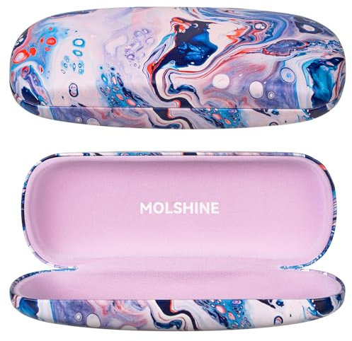 molshine Hartschalen-Brillenetui aus PU-Leder,tragbares Reise-Brillentasche für Männer,Frauen,Mädchen,Reisen,Studium,Arbeit(Ozean)