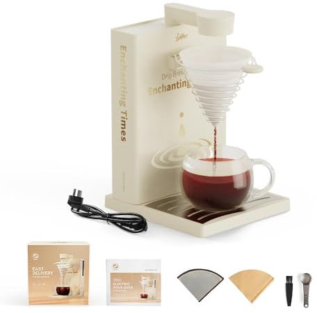 i Cafilas Tragbare Filter Kaffeemaschine,herausnehmbarer Tragbar Kaffeemaschine für Zuhause Reisen Camping | 300ml,400W,Apricot | Elektrische Kaffeemaschine Mini single analoger handgebrühter Kaffee