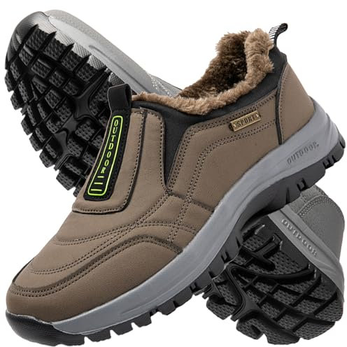 Aocase Chaussures Orthopédiques Pied Large Homme Chaussure de Marche Homme sans Lacets Baskets de randonnée en Plein air Chaussures de Travail Léger et Respirant,Kaki,42/260mm