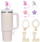 Letter Stanley Straw Cover 2Pcs Dustproof 10mm Straw Cover for Stanley Cup Accessories Include 2pcs Personalized Name ID A-Z Pearl Hangings Letter Stickers(L)