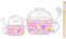 Silver Buffalo Sanrio Hello Kitty and Friends - Tazza da zuppa con coperchio Keroppi, My Melody, Badtz-Maru e Pompompurin, con cucchiaio e bacchette, coperchio per ciotola da 368,5 g, 623,7 g