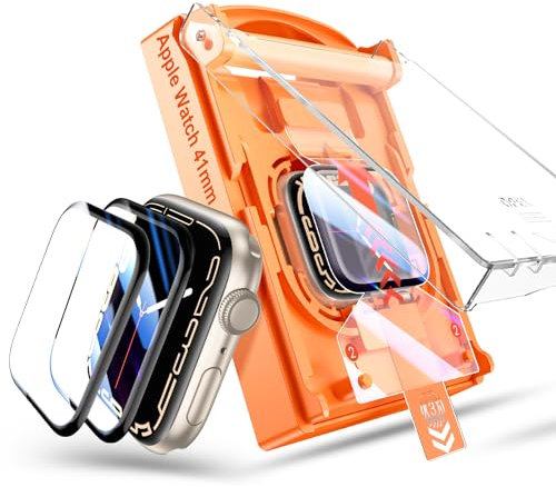 Tensea Confezione da 2 pellicole protettive per Apple Watch da 45 mm, 41 mm, 44 mm, 40 mm, 49 mm, con kit di installazione, per iWatch Serie 9, 8, 7, 6, 5, 4, SE SE di seconda generazione Ultra Ultra