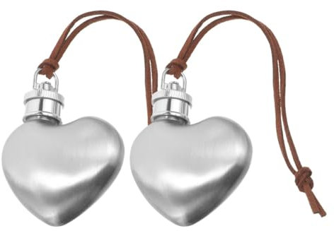 Cabilock Llavero De Petaca De Acero Inoxidable 2 Piezas Forma De Corazón Bolsillo Para Beber Whisky Frasco De Bolsillo Bote De Vino Portátil Para Hombres Regalo De Boda 30 Ml 1 Oz