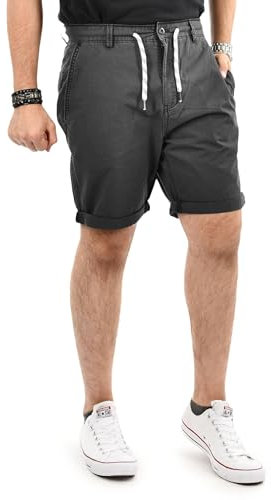 Indicode Herren Kurze Hosen (S-5XL) Regular Fit - 100% Baumwolle, Leichte, Atmungsaktive & Luftige Sommer Shorts Männer, Kordelzug - B795 Schwarz XXXXX-Large
