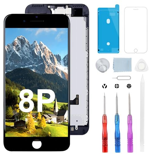 Moautodc Display für iPhone 8 Plus Bildschirm Ersatz, 5.5 LCD Bildschirm FHD 3D Touchscreen Digitizer Rahmen Montage und Reparaturkits