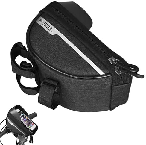 SEMINISMAR Fahrradtasche Rahmen Wasserdicht,Handyhalterung Fahrrad,Fahrrad Rahmentasche Wasserdicht Lenkertasche Oberrohrtasche Touchscreen,Fahrradhalterung Touchscreen Lenkertasche,bis zu 6.8 Zoll