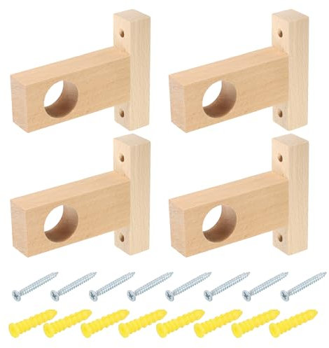QUARKZMAN 4Stk Holz Stangen Halter für Schrank End Stütze für Gardinen Stangen Halter mit Schrauben für 30mm Durchmesser Gardinenstange