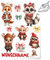 GRAZDesign Bügelbilder Set für Textilien Weihnachten süße Tiere DIN A4 zum selbst aufbügeln, Kinder mit Namen personalisiert
