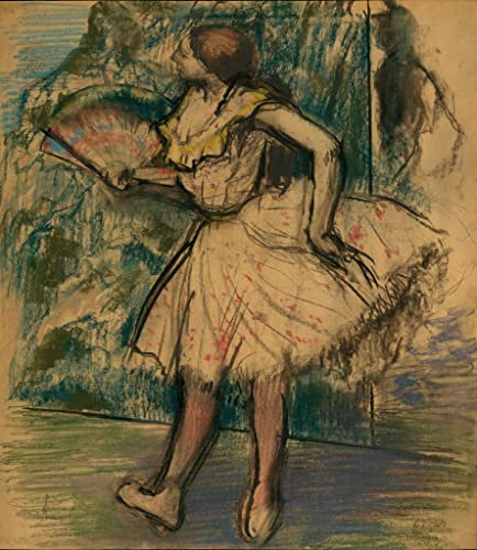 EQVRDCUW Berühmt Wandkunst Bilderdruck Leinwand Wandkunst Bilder Tänzerin Mit Fächer Von Edgar Degas Leinwandbilder für Flurdekoration 60x90cm