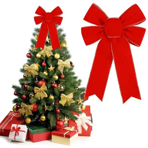 DIELOVEHUA Weihnachtsbaum Schleifen, 23X33CM Rote Schleifen Weihnachten, Weihnachtsschleifen Groß, Weihnachtsschleifen Rot, Weihnachtsbaum Deko Schleifen, für Weihnachtsbaum, Haustür, Heimdekoration