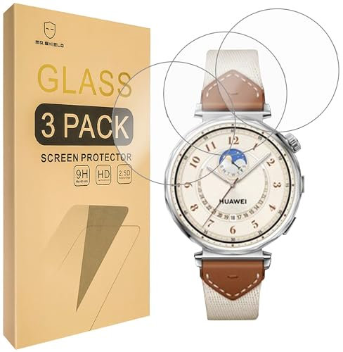 Mr.Shield Screen Protector compatible with HUAWEI Watch GT 5 GT5 [41mm] [Tempered Glass] [3-PACK] [Japan Glass with 9H Hardness]