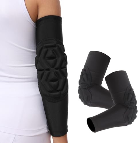 Hotfiary 1 Pair Youth Kids Padded Arm Sleeves for 3-12 Years, Basketball Elbow Guards with Crashproof Pads, Compression Protection Support Shooter Sleeves for Football Volleyball Baseball Handball