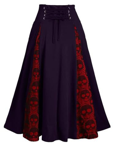 Jupe plissée pour femme - Taille haute - Jupe trapèze - Robe longue gothique - Cravate Flowy Swing Rock Casual - Couleur unie - Jupe d'été - Jupe de plage élégante - Jupe de fête multicolore, lilas,