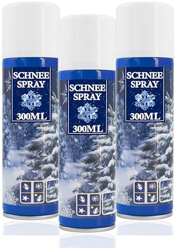 Stephans Möbelbörse 3X Kunstschnee - Spraydose mit Dekoschnee - Schneespray zum Dekorieren zu Weihnachten - Sprühschnee Snowspray Fensterspray Schnee Spray Deko Schnee (03 Stück - 300ml/Schnee)
