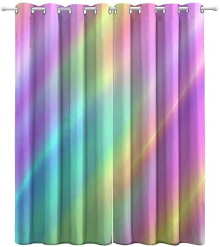CozyRest Blickdichte Vorhänge, Verdunkelungsvorhang - Farbverlauf Regenbogenfarben 214 x 183 cm - Vorhänge Mit Ösen, Polyester für Schlafzimmer Wohnzimmer, Geräuschreduzierung 2 St