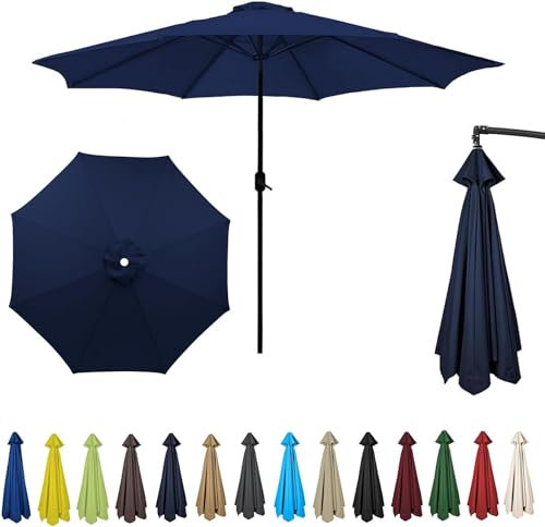 Bâche de parasol de terrasse - Φ2 m/Φ2,7 m/Φ3 m - Protection UV - Imperméable - Remplacement pour terrasse, jardin, piscine et plage (2 m, 6 baleines, beige)