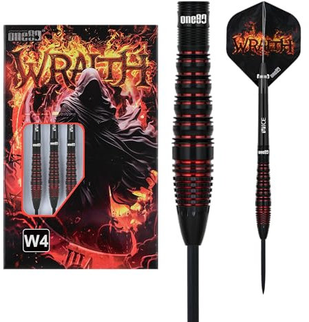 ONE80 Steeldarts Wraith VHD 90% Tungsten Steeltip Dart Steeldart Dartpfeile Set mit Schäften und Flights Hochwertige Tungsten Steeldarts (Barrel 04, 22 Gramm)