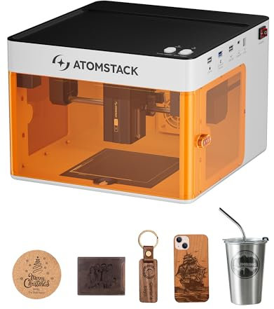 ATOMSTACK P1 5W Lasergraviermaschine, Unibody Lasergravurmaschine, 10000 mm/min, 5000mW Diode für Anfänger, DIY, Holz, Leder, Acryl, Metall, tragbar, Einzel-Laser, Klasse 1 sicher