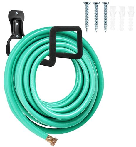 MUETKNYE Garden Hose Holder - Heavy Duty Metal Hanger Wall Mount, Water Hose Holder for Outside Yard, Water Hose Reel, Hose Rack, Hose Hook