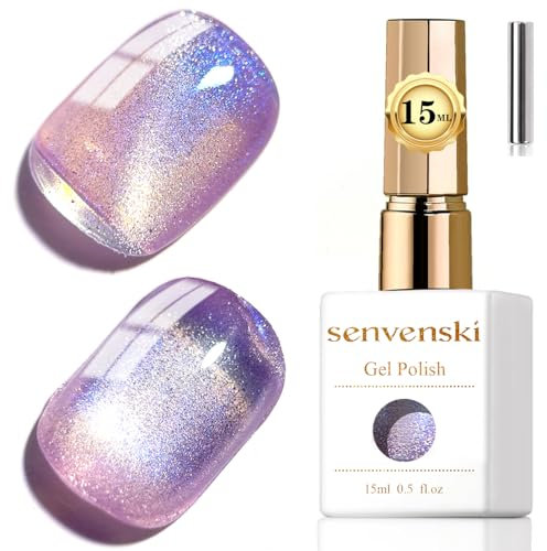 Senvenski Gelatina Vitral ojo de gato Esmaltes Semipermanentes Para uñas con iman 15ML Magnético Cat Eye Galaxias Holográfica Brillante Color Esmaltes de gel de uñas (Gelatina Sirena, 15ml)