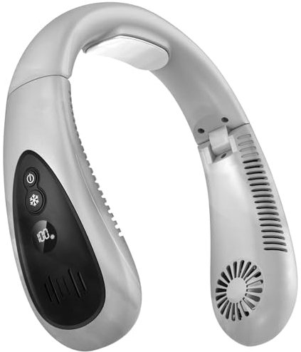 Neck Air Conditioner, Portable Neck Fan with Cooling Plate 360°Cooling Airflow, 5000mah USB Rechargeable Hands Free Bladeless Wearable Foldable Mini Fan for Men Women Kids Home Office Indoor Outdoor