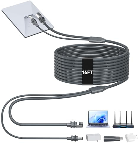 Starlink Mini Cable 16.4FT, 2 in 1 Starlink Mini DC/USB C to DC Power Cable + RJ45 Ethernet Cable, Stable&Fast Network Wired Connection for Laptop, PC, Support 100W+ Power Bank and PD Charger