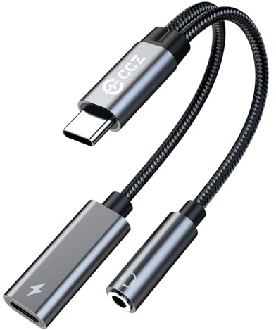 CCZ CA01 USB C to 3.5mm Jack Headphone and Charger Adapter 2-in-1 USB Type C to Aux Jack Compatible with iPhone 16/15 series Samsung S25/24 Huawei Mate 60/50 Google PIXEL 2/3