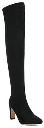 YhdtHSF Stivali da Donna in camoscio Alti Fino alla Coscia - Tacco a Spillo, Punta Appuntita, per Occasioni quotidiane e Eleganti,Nero,41 EU