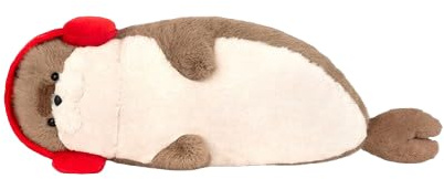 Xiyocadt Mit KopfhöRern Robbe Kuscheltier Robbe Seehund Kuscheltier Flauschig Und Weich Seal Plush Rund Und Mollig Seehund Geschenke FüR Jungen Und MäDchen 50/70/90cm (90cm,Blaun)