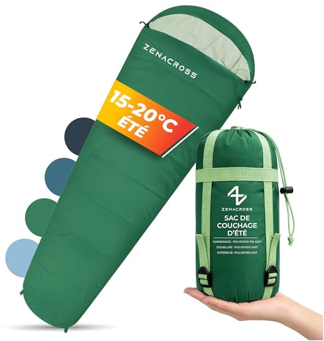 Zenacross Sac de Couchage Adulte Ete - Duvet 1 Personne Compact & Ultra Léger (900g) - Sacs de Couchage de Camping et Randonnée, Festivals
