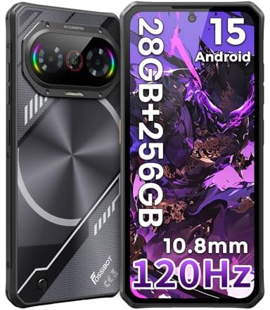 FOSSiBOT F114-120 Hz+6.67 Corning Glass Outdoor Handy Android 15 | 28GB+256GB/2TB Ultra-Dünn 10.8 mm Outdoor Smartphone Ohne Vertrag,50MP Kamera, 5000mAh, Gemini AI,NFC/IP68/IP69K,Dual SIM 4G