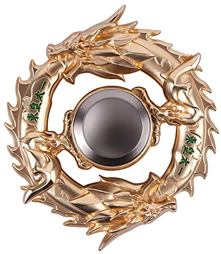 Mtele Fidget Spinner Metal Hand Spinner EDC ADHD Focus Toy Ultra Durable High Speed Anxiety Relief Toy,Gold Chinese Dragon