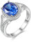 Uloveido Blau Spinel Stein Hochzeit Verlobungsring für Frauen, 925 Sterling Silber Promise Anniversary Ring für Frauen Mädchen Geschenk FJ043