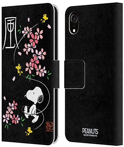 Head Case Designs Officially Licensed Peanuts Cherry Blossoms Oriental Snoopy Leather Wallet Case Compatible With Apple iPhone XR