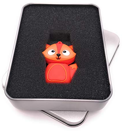 Onwomania Fuchs Wald Tier niedlich USB Stick in Alu Geschenkbox 16 GB USB 2.0